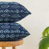 Indigo Modern Hand Block Printed Cotton Canvas Fabric
