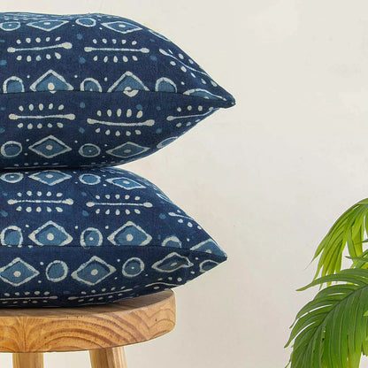 Indigo Modern Hand Block Printed Cotton Canvas Fabric