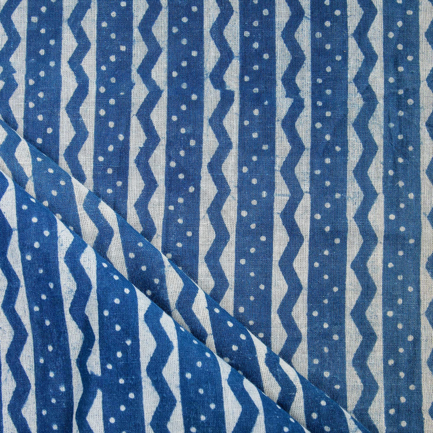 Indigo Striped Cotton Fabric By Yard