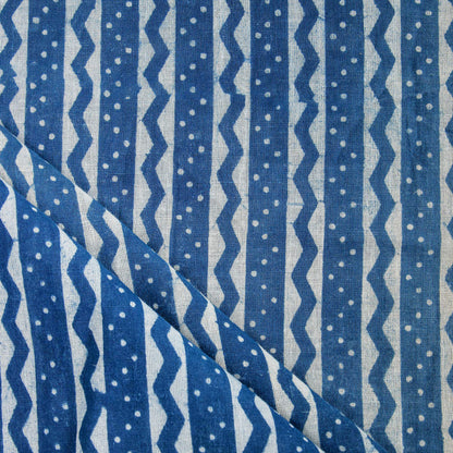 Indigo Striped Cotton Fabric By Yard