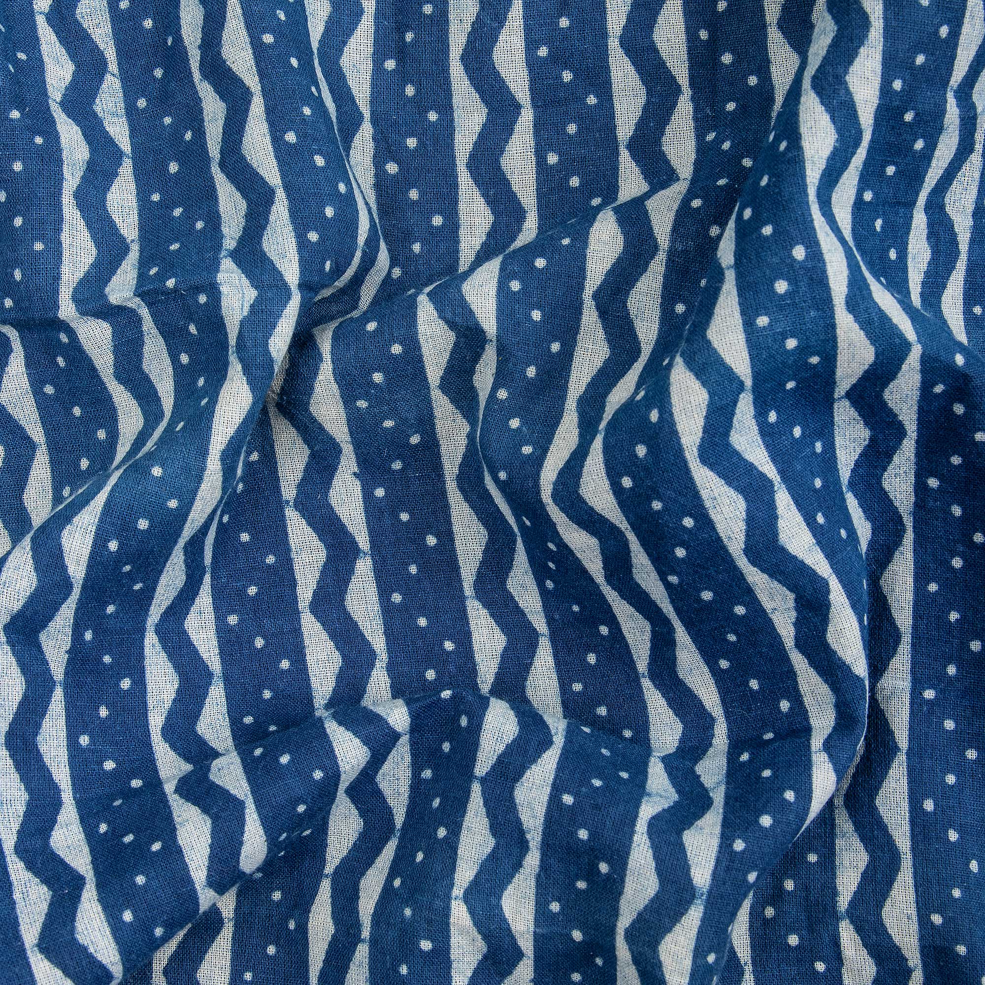 Indigo Striped Cotton Fabric By Yard