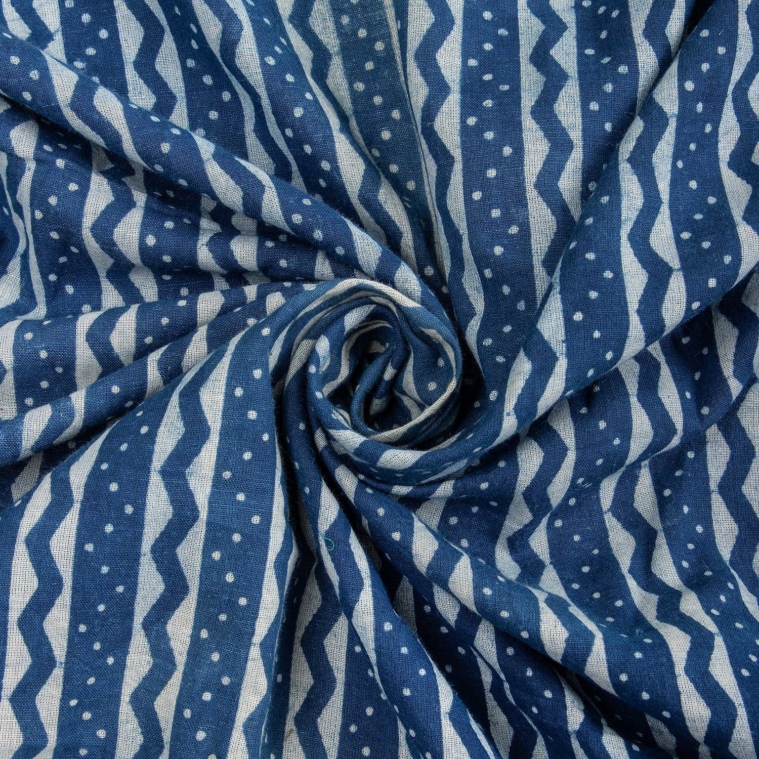 Indigo Striped Cotton Fabric By Yard