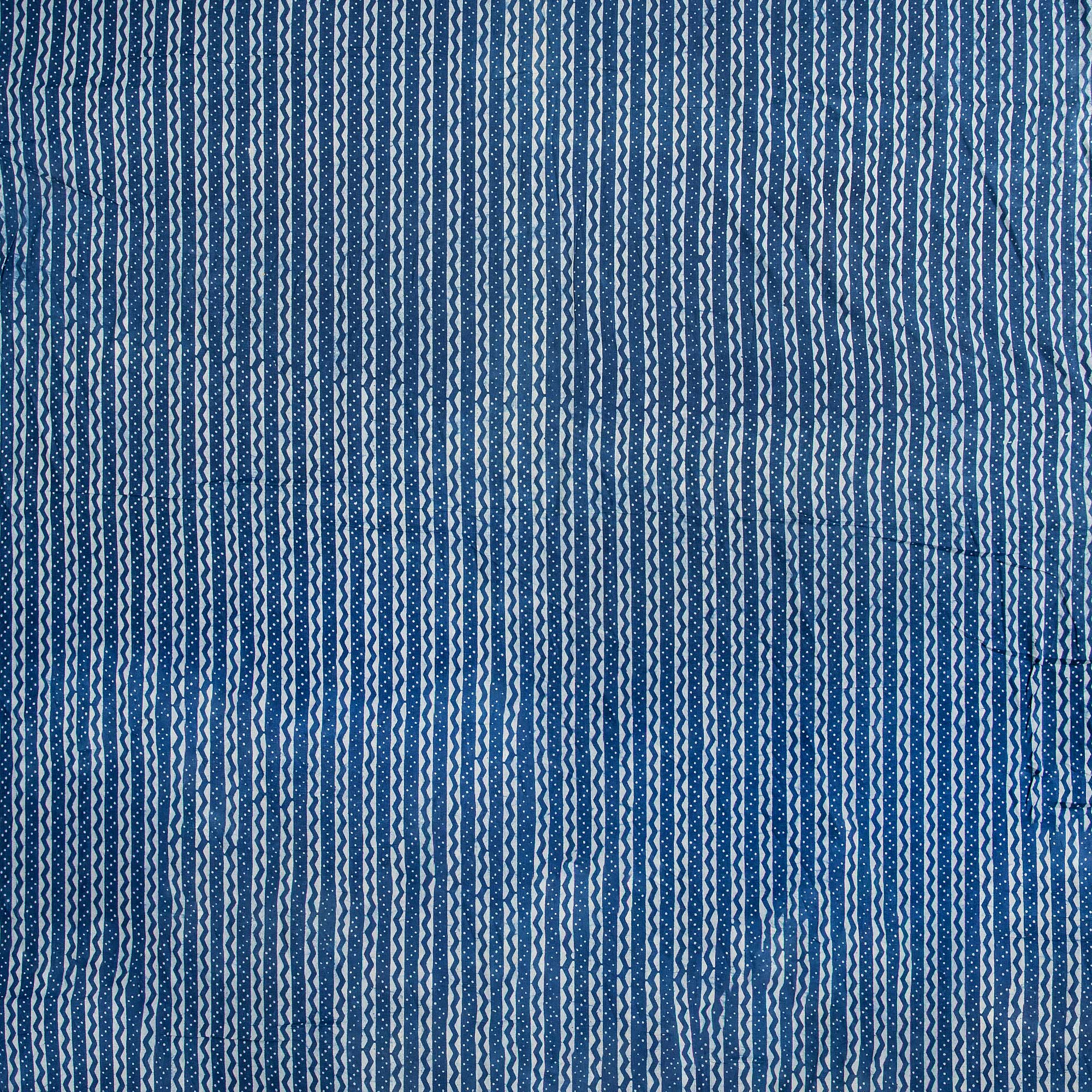 Indigo Striped Cotton Fabric By Yard