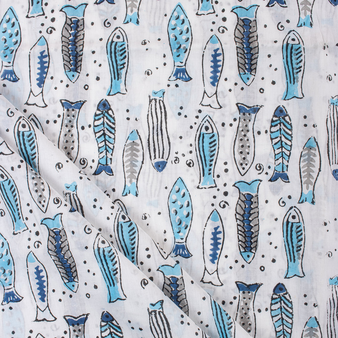 Jaipur Prints Fish Design Soft Cotton Fabric