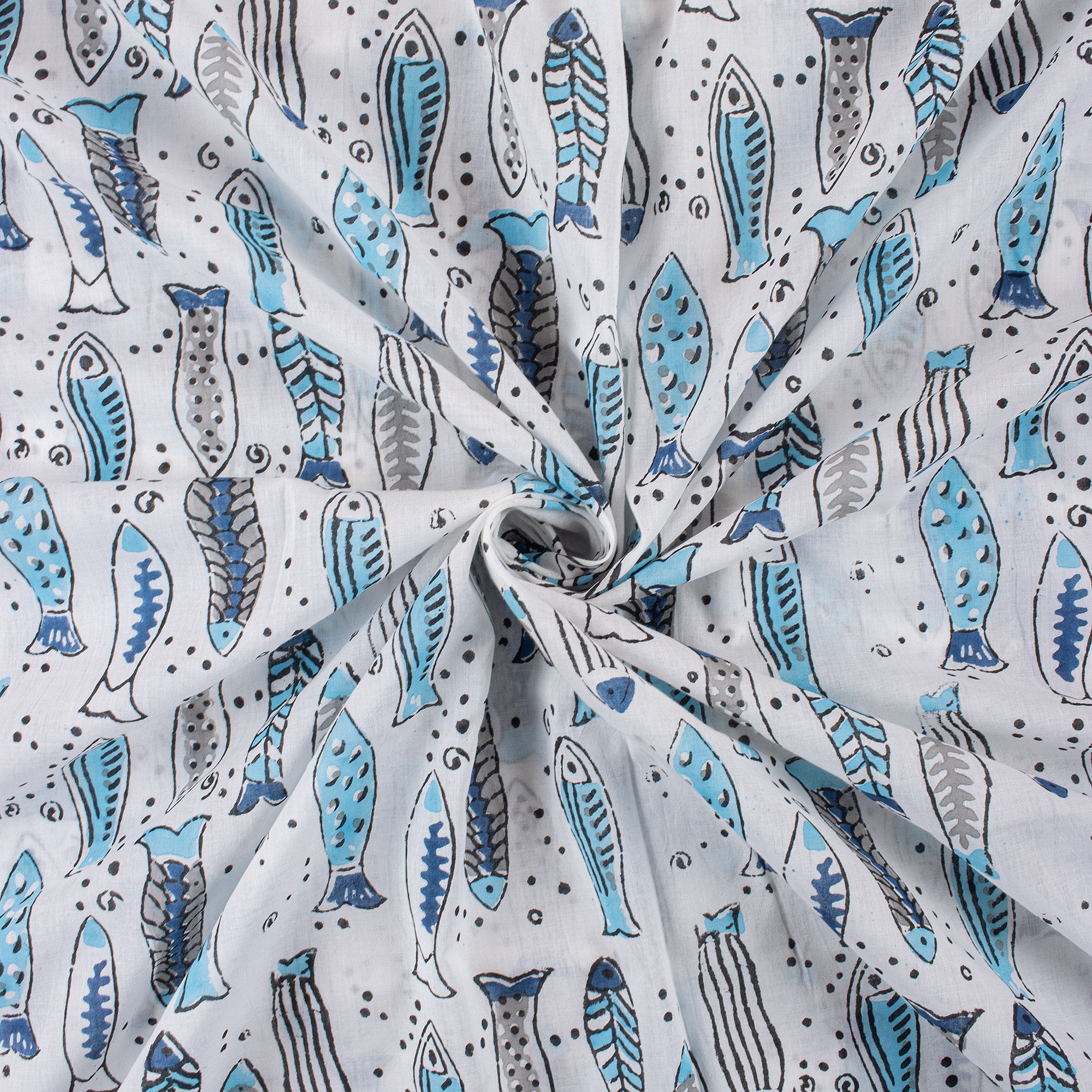 Jaipur Prints Fish Design Soft Cotton Fabric