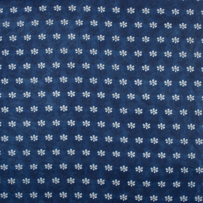 Jaipuri Hand Block Indigo Booti Floral Cotton Fabric by The Yard