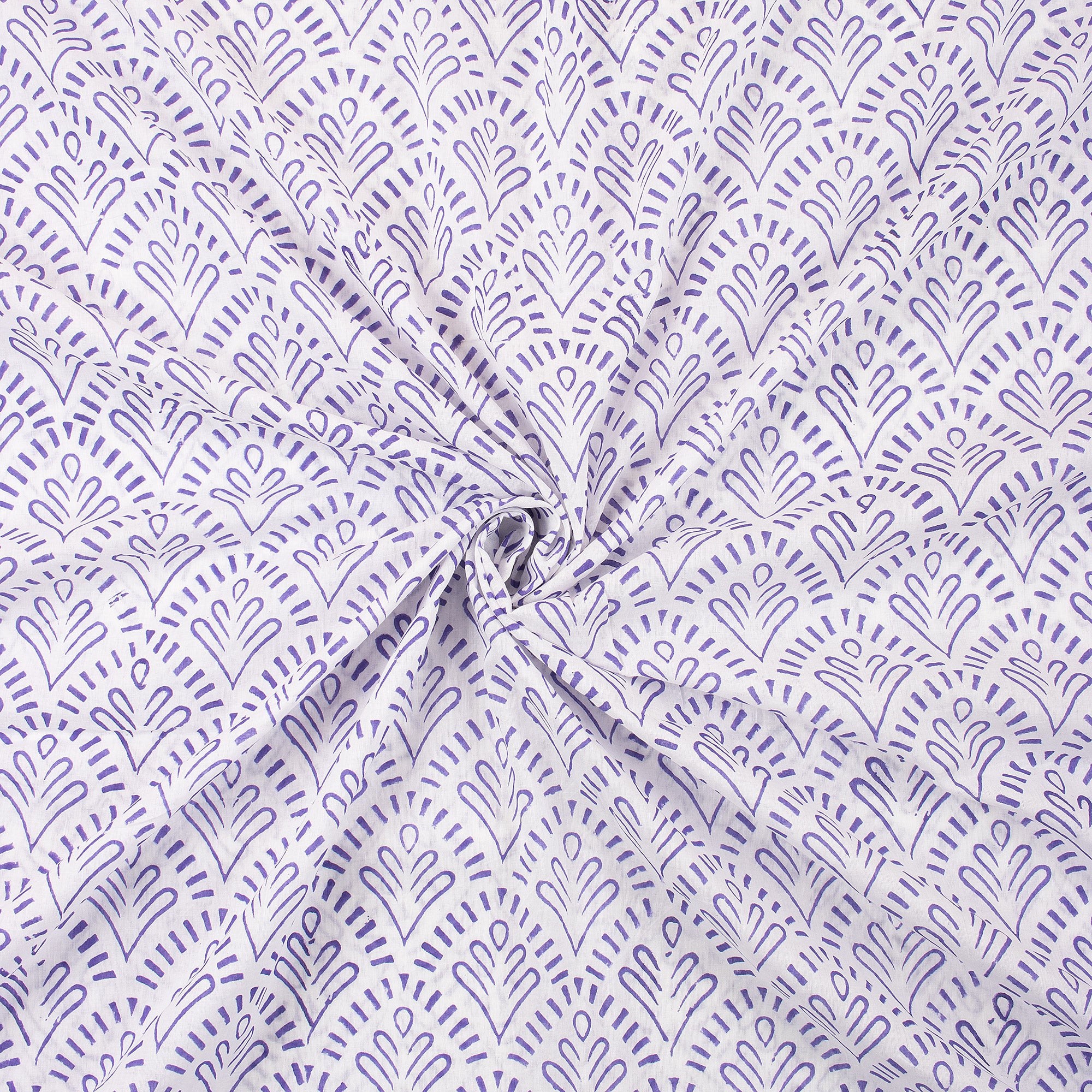 Jaipuri Hand Block Purple Printed Cotton Fabric