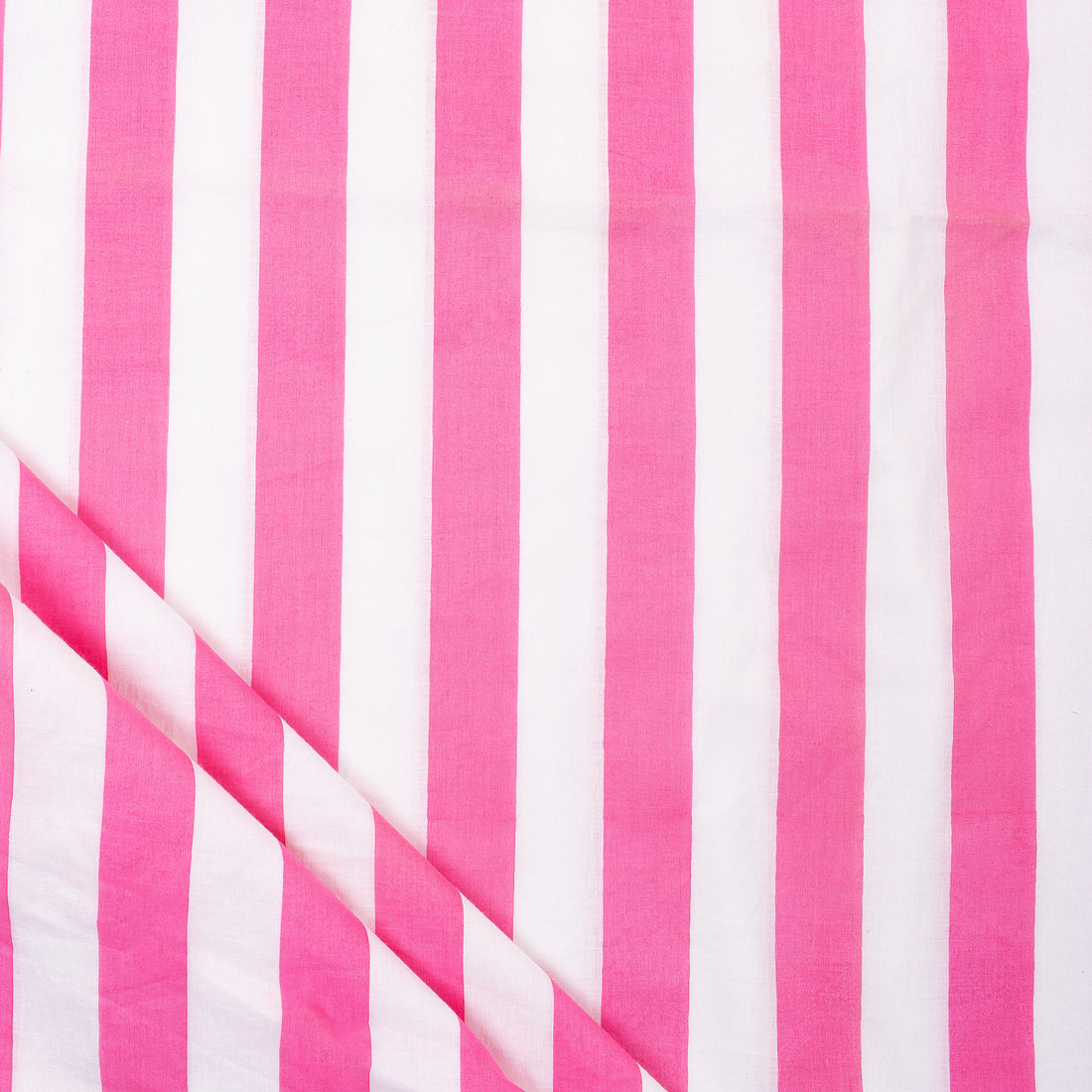 Jaipuri Pink Striped Cotton Hand Block Print Fabric