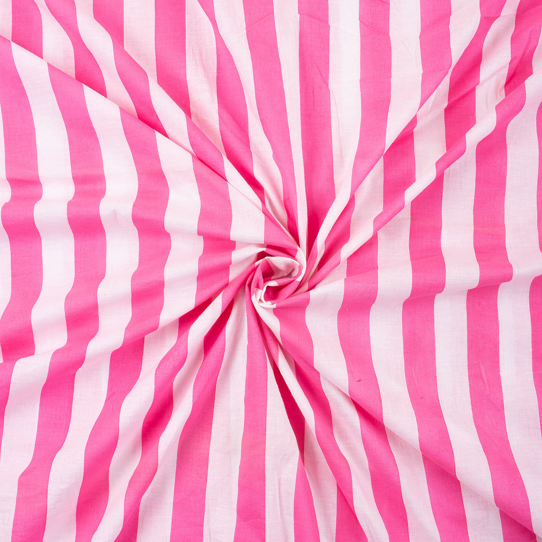 Jaipuri Pink Striped Cotton Hand Block Print Fabric