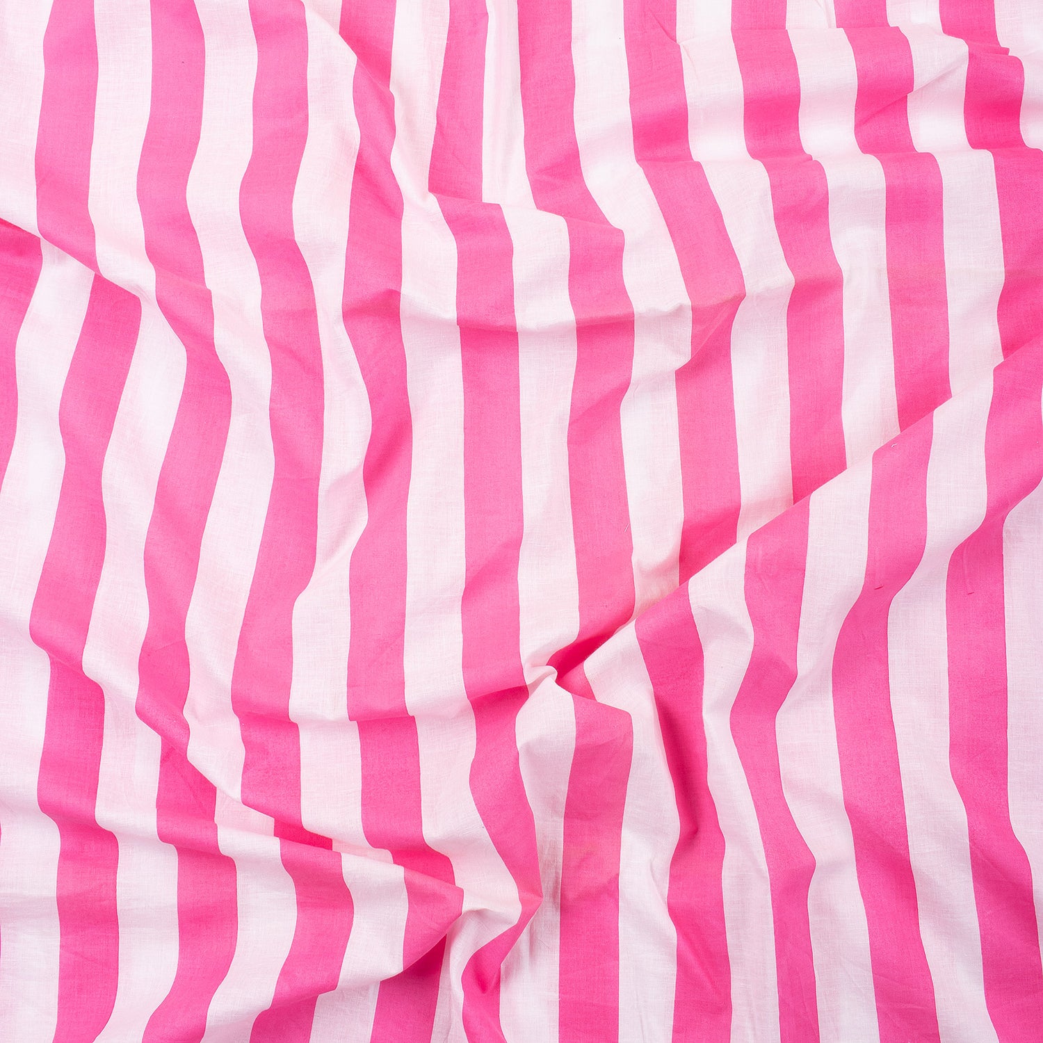 Jaipuri Pink Striped Cotton Hand Block Print Fabric