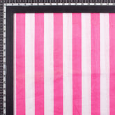 Jaipuri Pink Striped Cotton Hand Block Print Fabric