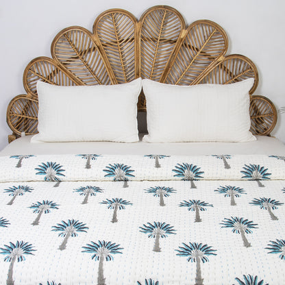 Kantha Hand Block Print Cotton Quilt Blanket Queen and King Sized