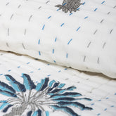 Kantha Hand Block Print Cotton Quilt Blanket Queen and King Sized