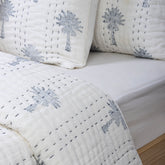 Kantha Hand Block Print Reversible Cotton Quilt Blanket