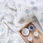 Kantha Hand Block Print Reversible Cotton Quilt Blanket