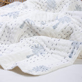 Kantha Hand Block Print Reversible Cotton Quilt Blanket