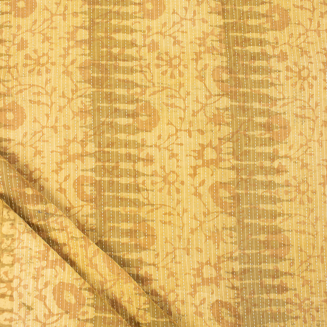 Kantha Pure Cotton Hand Block Printed Fabric