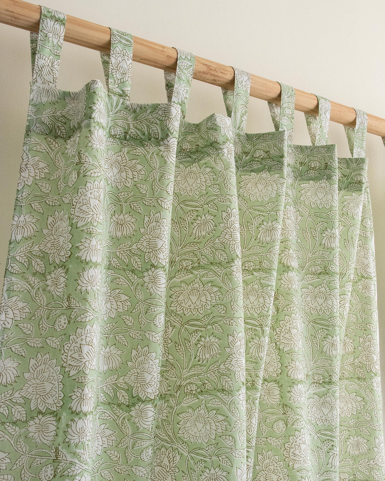 Leaf Block Printed Organic Cotton Curtains Online
