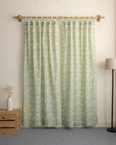 Leaf Block Printed Organic Cotton Curtains Online