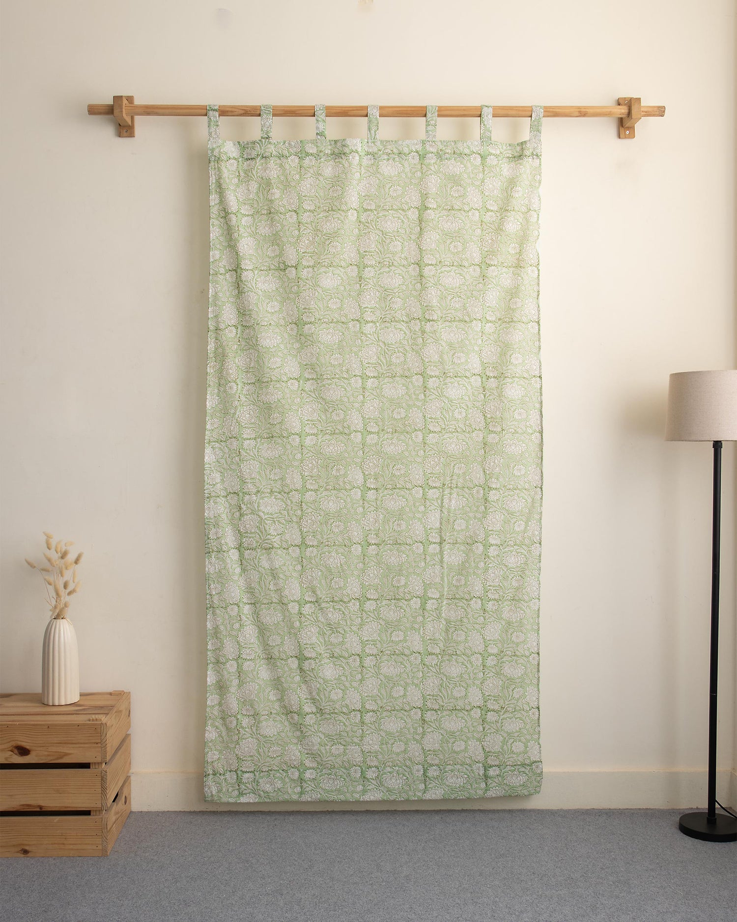 Leaf Block Printed Organic Cotton Curtains Online