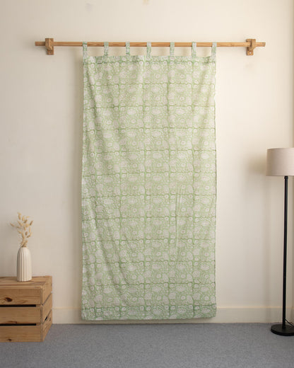 Leaf Block Printed Organic Cotton Curtains Online