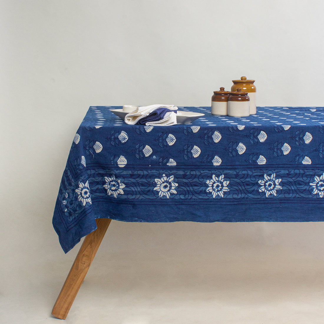 Leaf Hand Block Printed Dining Table Cloth