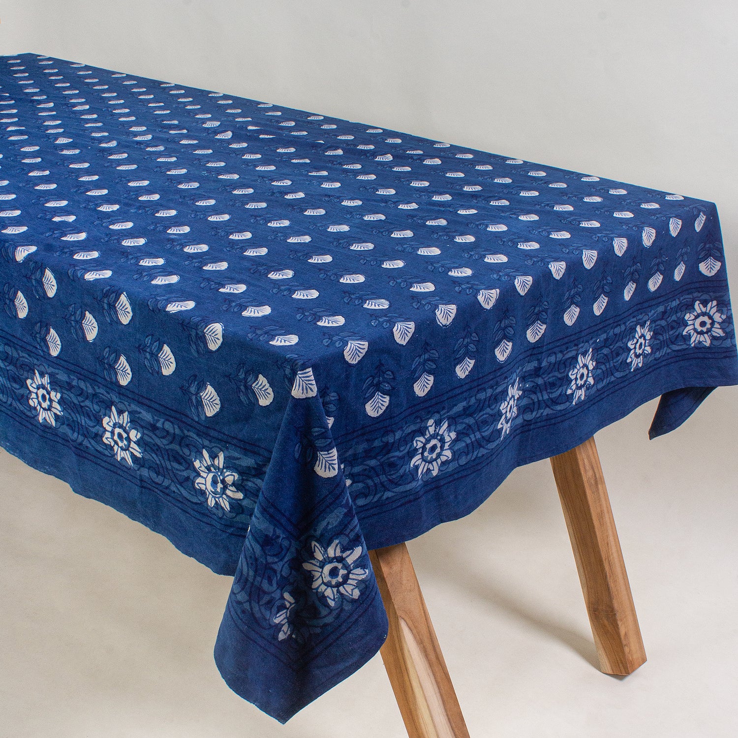 Leaf Hand Block Printed Dining Table Cloth
