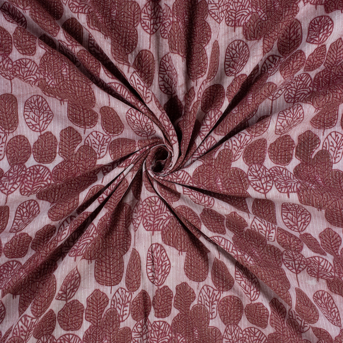 Leaf Printed Kantha Fabric By The Yard