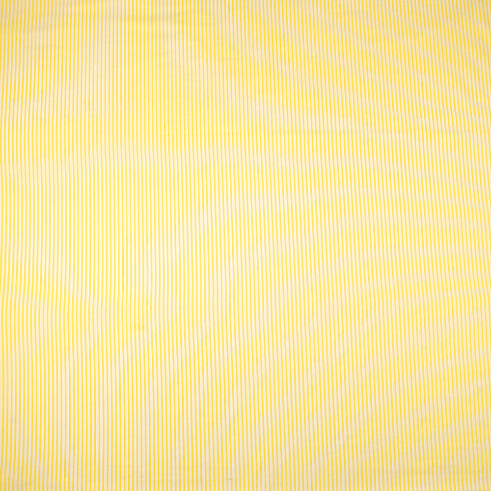 Lemon Yellow Striped Hand Block Printed Cotton Soft Fabric