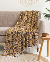 Leopard Block Printed Sofa Throw Blanket