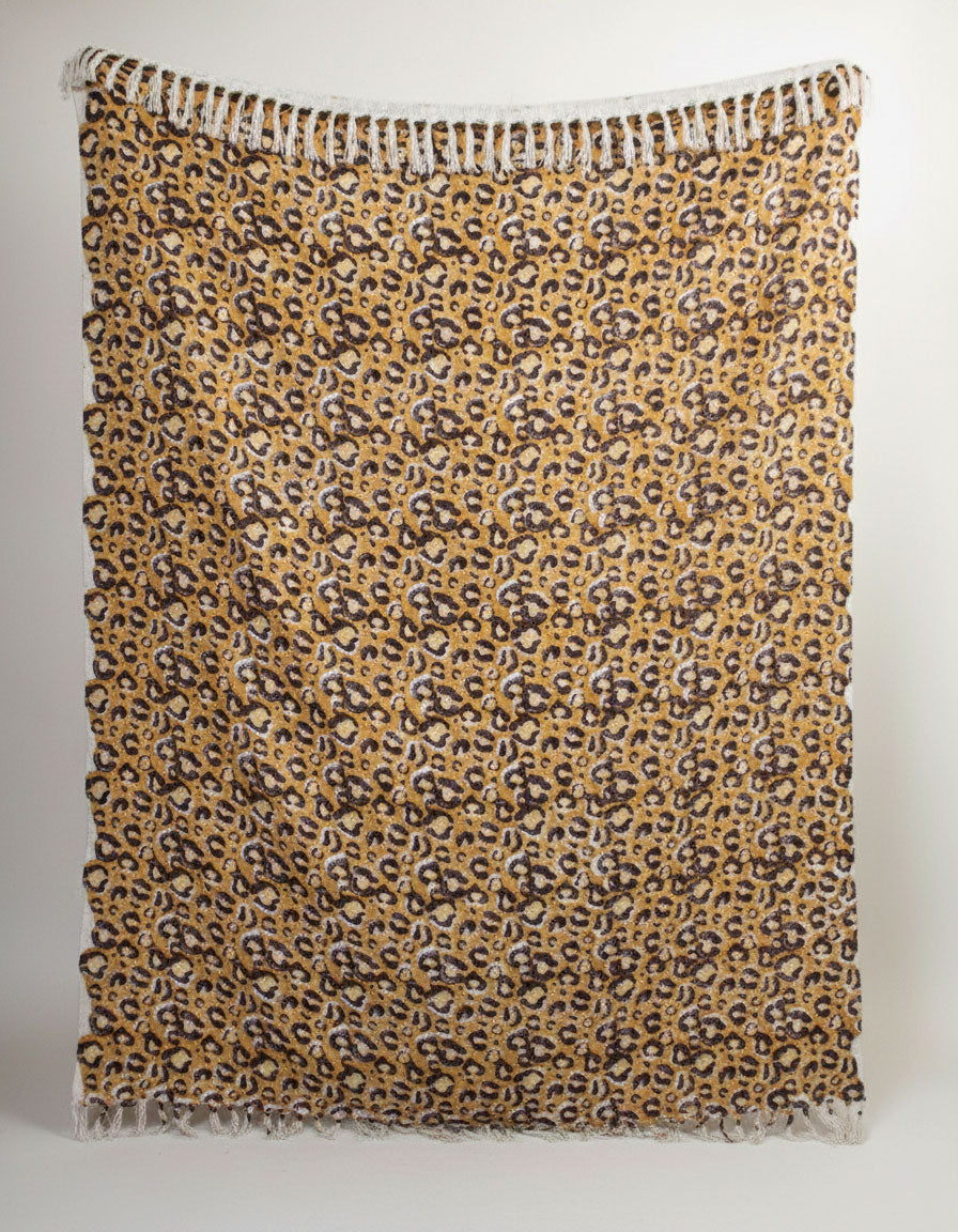 Leopard Block Printed Sofa Throw Blanket