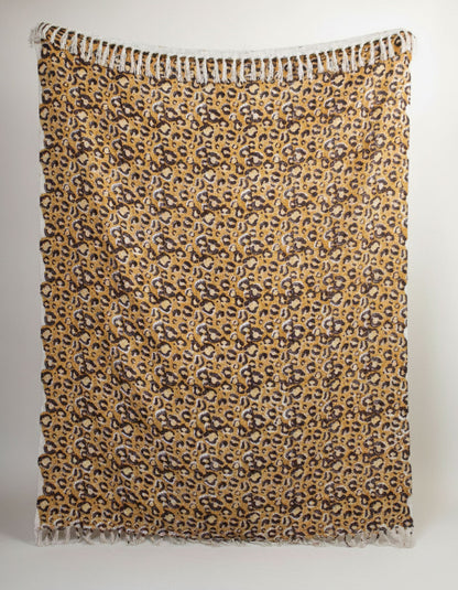 Leopard Block Printed Sofa Throw Blanket