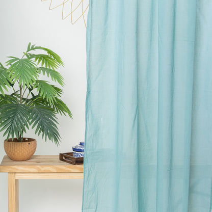 Light Blue Handmade Cotton Cafe Curtains