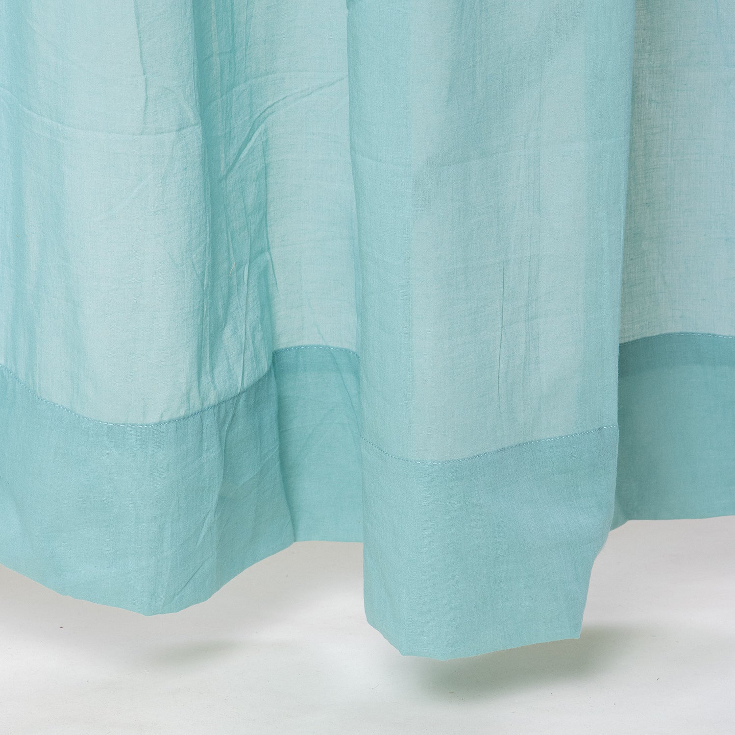 Light Blue Handmade Cotton Cafe Curtains