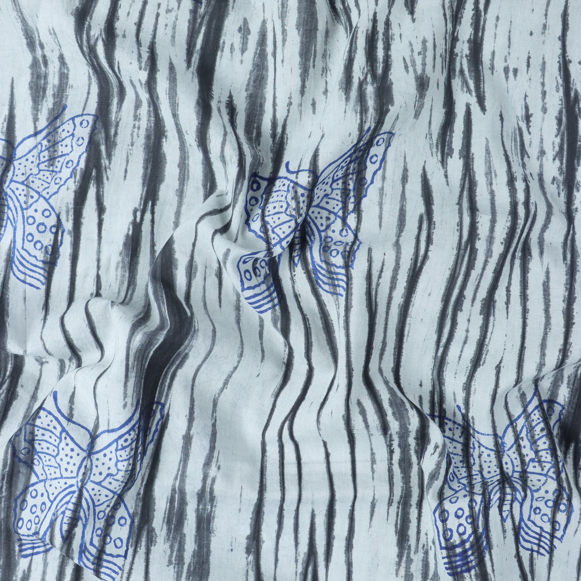 Light Weighted Butterfly Hand Block Print Fabric