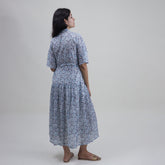 Light Weighted Cotton Pink Floral Midi Dress For Women&