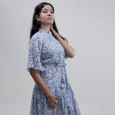 Light Weighted Cotton Pink Floral Midi Dress For Women&