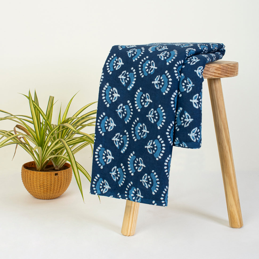 Light Weighted Floral Dabu Hand Block Print Fabric