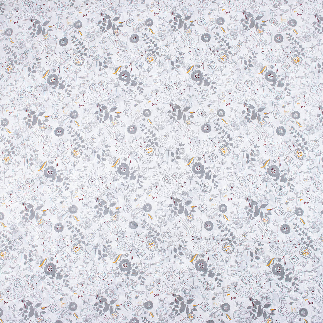 Light Weighted Gray Floral Hand Block Printed Fabric
