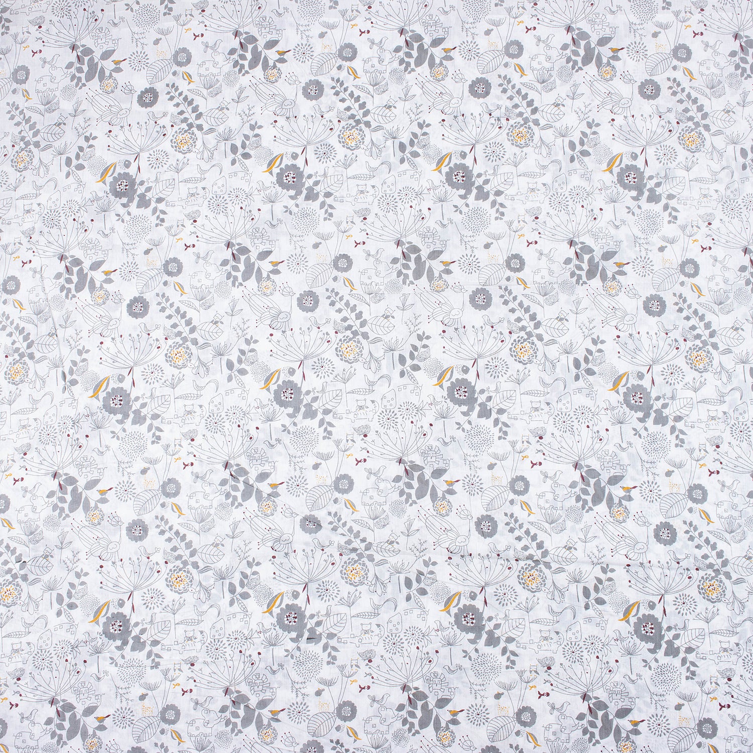 Light Weighted Gray Floral Hand Block Printed Fabric