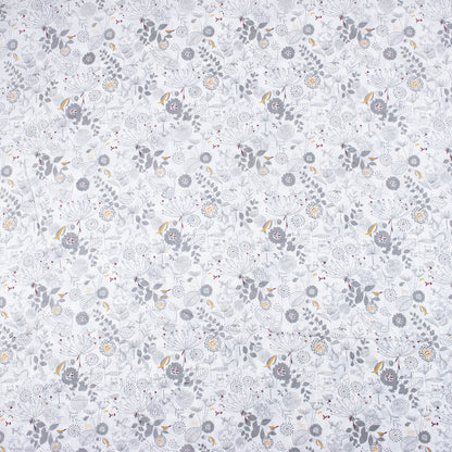 Light Weighted Gray Floral Hand Block Printed Fabric