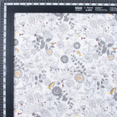 Light Weighted Gray Floral Hand Block Printed Fabric