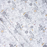 Light Weighted Gray Floral Hand Block Printed Fabric