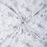Light Weighted Gray Floral Hand Block Printed Fabric
