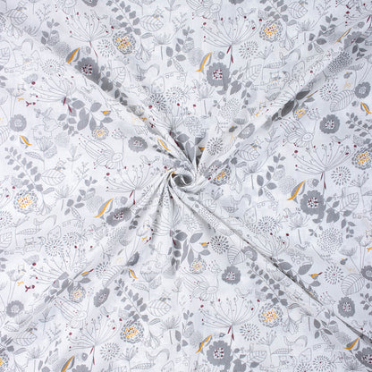 Light Weighted Gray Floral Hand Block Printed Fabric