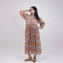 Light Weighted Hand Block Orange Floral Cotton Ladies Midi Dress