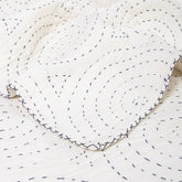 Light Weighted White Natural Cotton Kantha Quilt Blanket