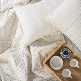 Light Weighted White Natural Cotton Kantha Quilt Blanket