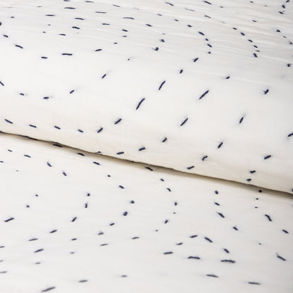 Light Weighted White Natural Cotton Kantha Quilt Blanket