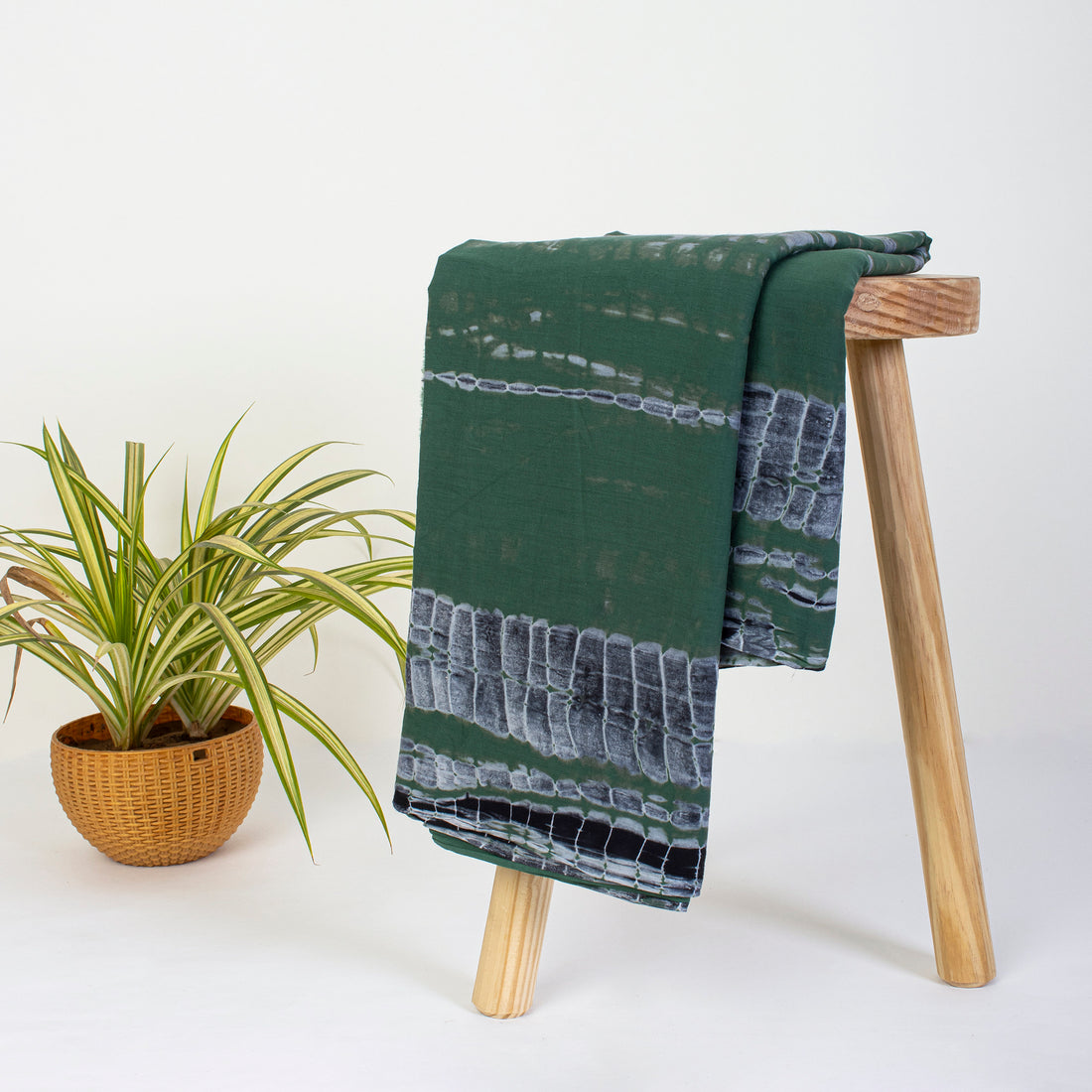 Luxurious Green Tie Dye Shibori Vegetable Dyed Fabric